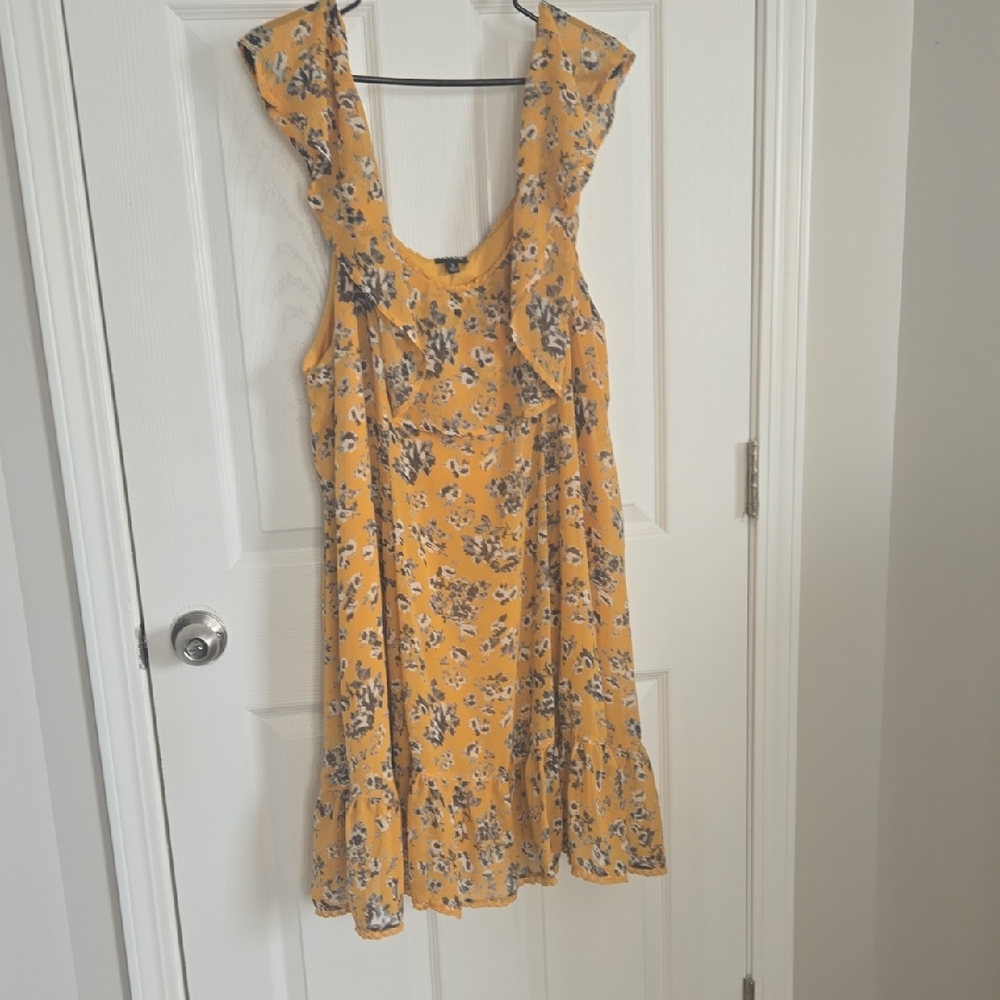 torrid Mustard Yellow Floral Ruffle Mini Dress
